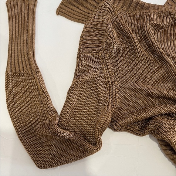 Theory brown metallic roving cropped sweater in toffee NEW - Picture 13 of 13
